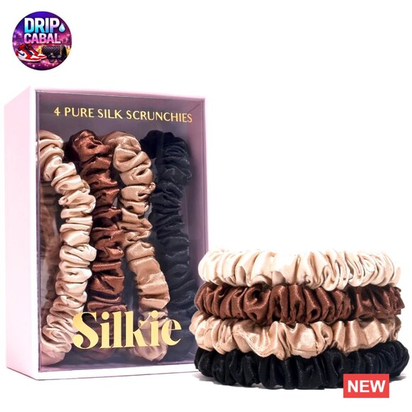 Pure Mulberry Silk Skinny Scrunchies Set Elegant Hair Ties No Damage Travel main image 4
